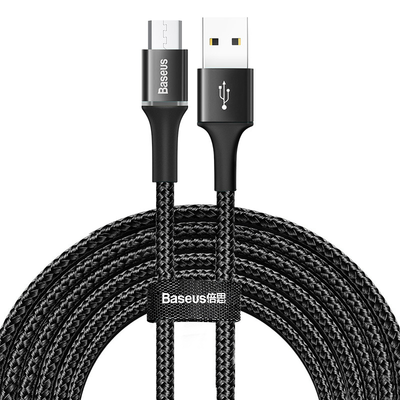 Кабель 3м для зарядки телефону, планшета MicroUSB Android BASEUS Halo 300см |2A| Чорний