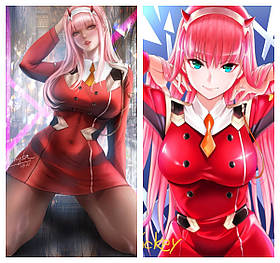 50 х 70 см 590 грн Зеро Ту Zero Two Подушка Дакимакура обнімашка зі знімною наволочкою аніме принт тян