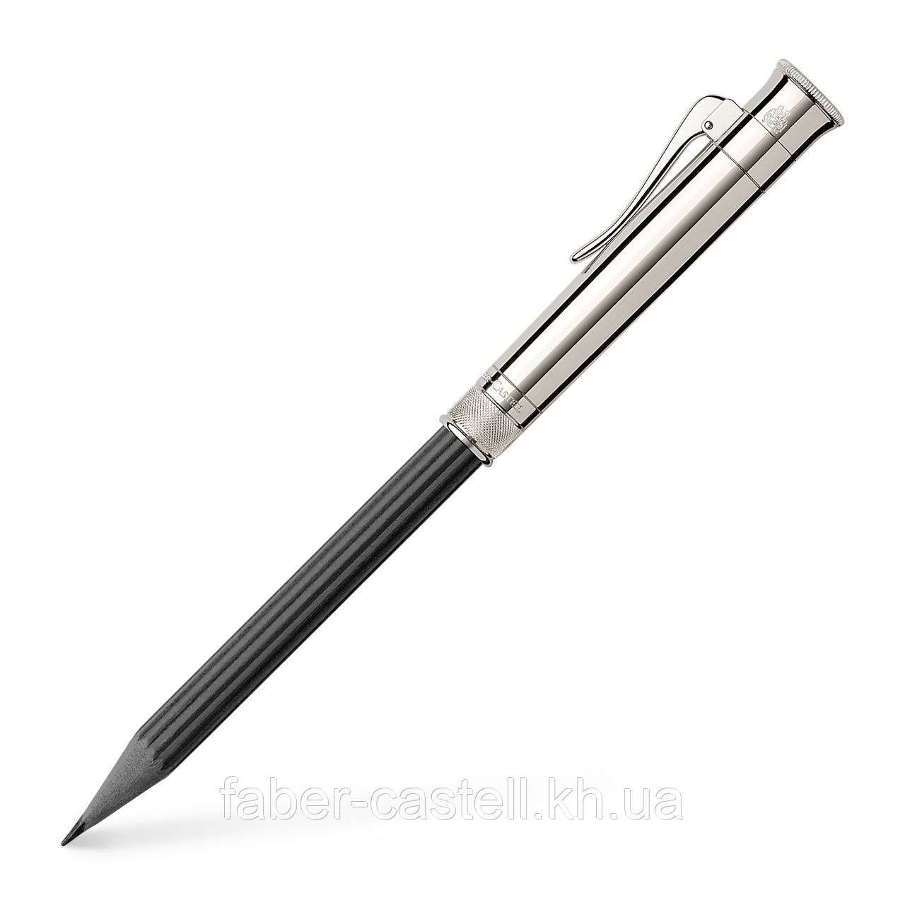 Олівець чорнографітний Graf von Faber-Castell Perfect Pencil platinium-plated Black, чорний кедр, 118568