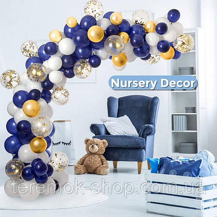 Фотозона з повітряних куль синя, гірлянда арка з куль 100 шт