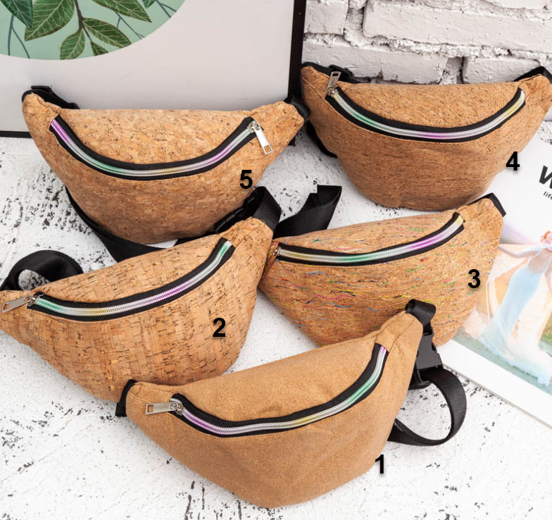 Стильна поясна сумка бананка під корок, дерево