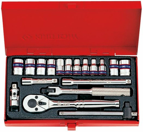 Набір головок KING TONY 1/4" 18 одиниць, 6-гранні, короткі (2518SR), фото 1