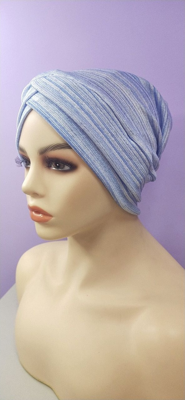 Тонка Чалма Класична 54-58 рр трикотаж меланж блакитний літня, фото 1