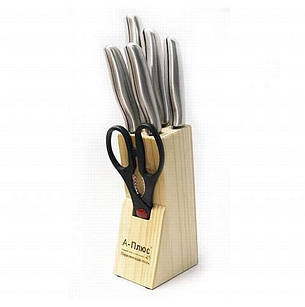 Набір ножів для кухні з підставкою А-Плюс 1006 кухонні ножі та підставки, фото 1