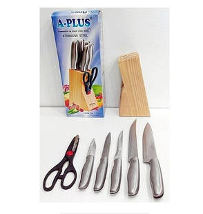 Набір ножів для кухні з підставкою А-Плюс 1006 кухонні ножі та підставки, фото 3