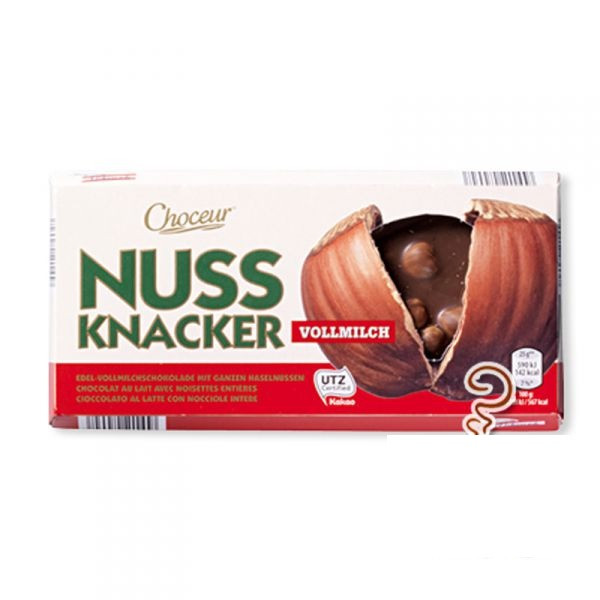Шоколад молочний Choceur Nuss Knacker з цільним лісовим горіхом 100г Німеччина (опт 5 шт)