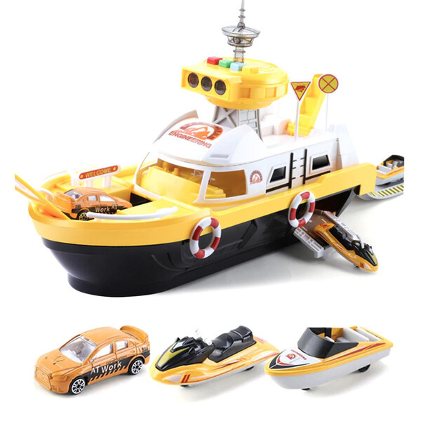 Детский корабль катер игрушка со светом и звуком Желтый Six-six-zero (58145)
