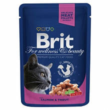 Консерви Brit Premium Cat Pouch для кішок, лосось і форель, 100г