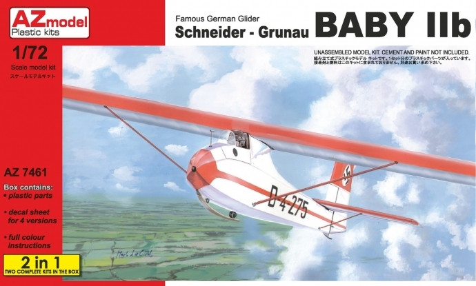 Пластикова модель 1/72 AZ model 7464 німецький навчальний планер Grunau Baby IIb (Germany) 2-in-1