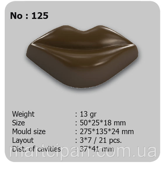 No 125 Губи форма для шоколадних цукерок Туреччина Implast, фото 1