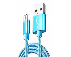 Кабель USB — microUSB typ B Nela-Styl 1 m блакитний.
