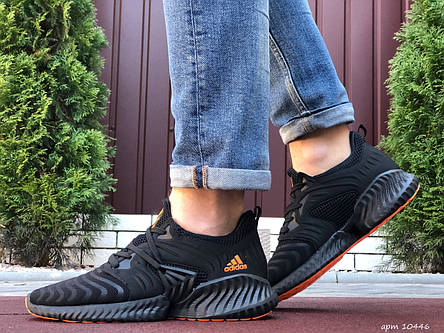 Чоловічі кросівки Adidas Alphabounce Instinct,текстиль,чорні з помаранчевим, фото 2