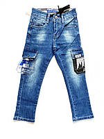 Брюки джинсовые на мальчиков на застежке от 110 до 134 см модель