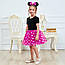 Модне дитяче ошатне плаття Мікі Мінні з обручем на дівчинку, дитячі плаття для дівчаток Рожевий, 120, фото 3