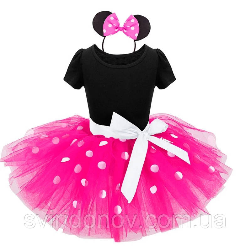 Модне дитяче ошатне плаття Мікі Мінні з обручем на дівчинку, дитячі плаття для дівчаток Рожевий, 120