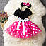 Модне дитяче ошатне плаття Мікі Мінні з обручем на дівчинку, дитячі плаття для дівчаток Рожевий, 130, фото 3