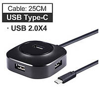 USB type-C hub концентратор 4 порта USB 2.0 micro USB для внешнего питания