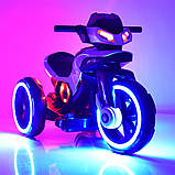 Дитячий електромобіль Мотоцикл з підсвічуванням, M 3927-1 білий, фото 6