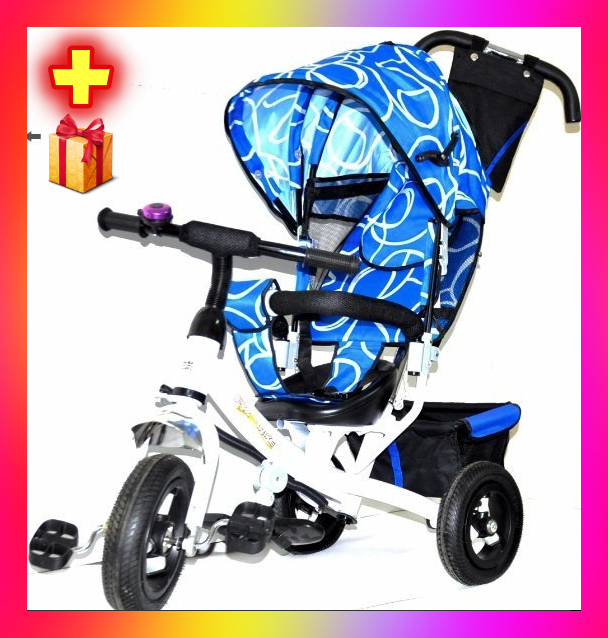 Дитячий триколісний велосипед коляска Lexx Trike 017 Біло - синій