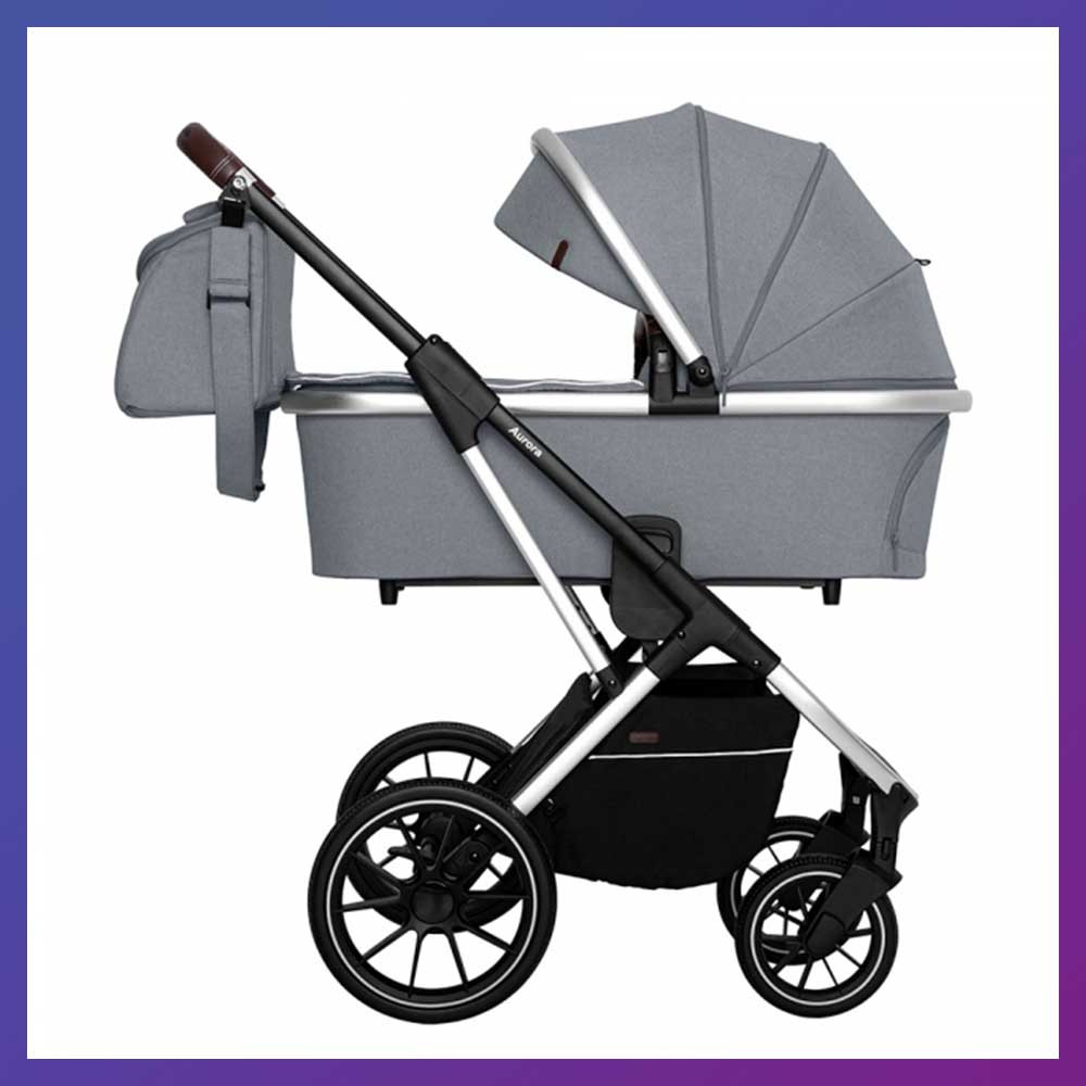 Дитяча універсальна коляска CARRELLO Aurora CRL-6505 (2in1) Silver Grey сіра гумові колеса + дощовик