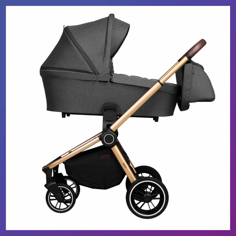 Дитяча універсальна коляска CARRELLO Epica CRL-8510 (2in1) темно-сіра із золотистою рамою + дощовик