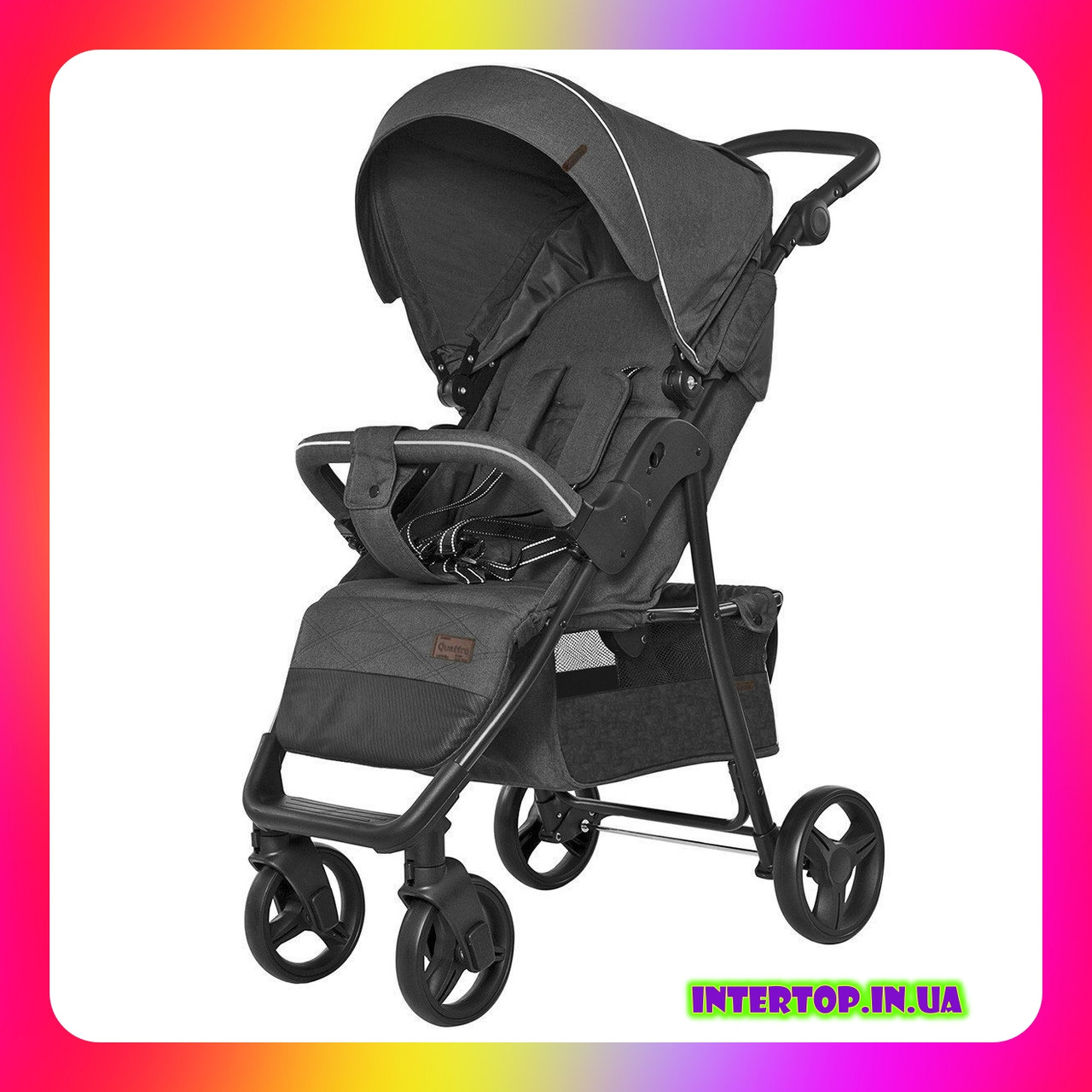 Дитяча прогулянкова коляска CARRELLO Quattro CRL-8502 Shark Grey темно-сірий колір. Дитячий візок