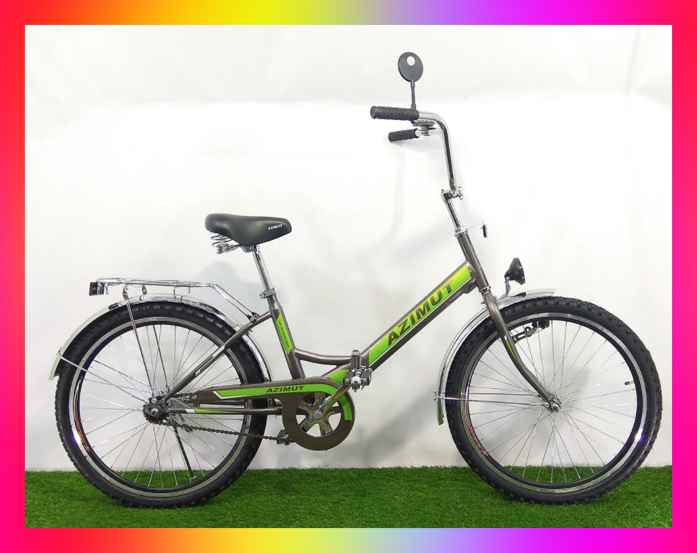 Складаний велосипед з фарою і низькою рамою Azimut 24 дюйма 2409 На ріст 155-175 см