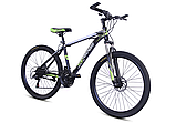 Велосипед гірський двоколісний одноподвесный на сталевій рамі TopRider 611 26" колеса 17,5" рама чорно-зелений, фото 3