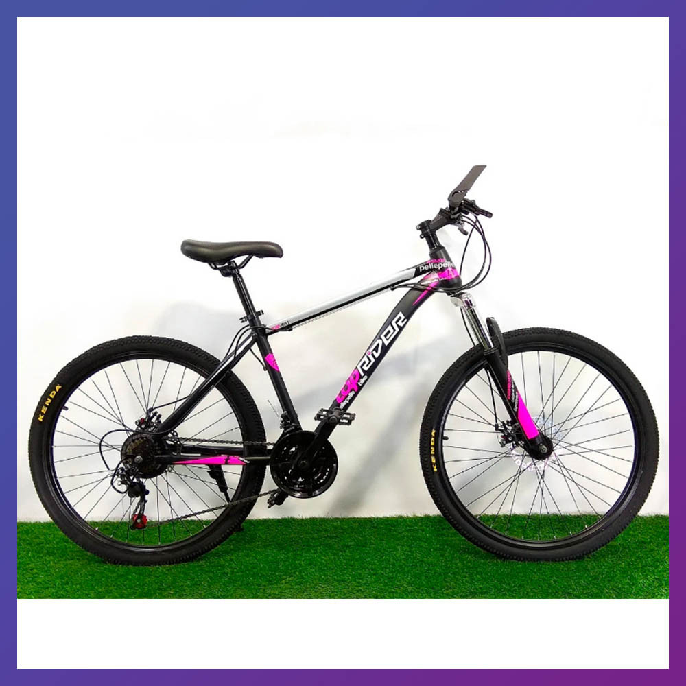 Велосипед гірський двоколісний одноподвесный на сталевій рамі TopRider 611 26" колеса 17,5" рама чорно-рожевий
