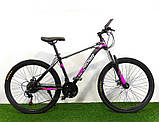 Велосипед гірський двоколісний одноподвесный на сталевій рамі TopRider 611 26" колеса 17,5" рама чорно-рожевий, фото 2