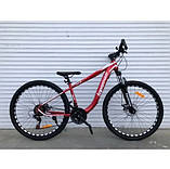Велосипед гірський двоколісний одноподвесный на сталевій рамі TopRider 550 27,5" колеса 15" рама червоний, фото 2