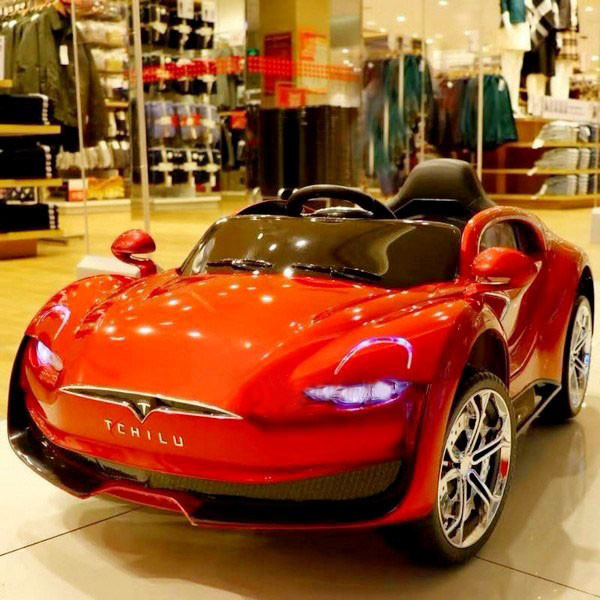 Дитячий електромобіль на акумуляторі Tesla T-7636 червоний. Машина на пульті Тесла