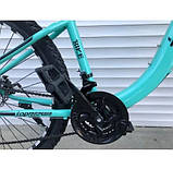 Велосипед гірський двоколісний одноподвесный на сталевій рамі TopRider 550 27,5" колеса 15" рама аква, фото 3