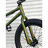 Трюкових велосипедів BMX двоколісний на сталевій рамі з пегами TopRider BMX-20 дюймів хакі, фото 4
