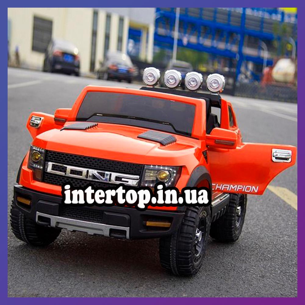 Дитячий електромобіль на акумуляторі Ford Long M 3579 з пультом радіоуправління для дітей 3-8 років помаранчевий