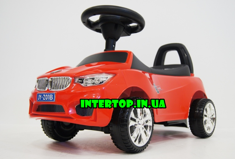 Дитячий толокар каталка BMW на колесах з гумовим покриттям, Bambi M 3147 (MP3) червоний