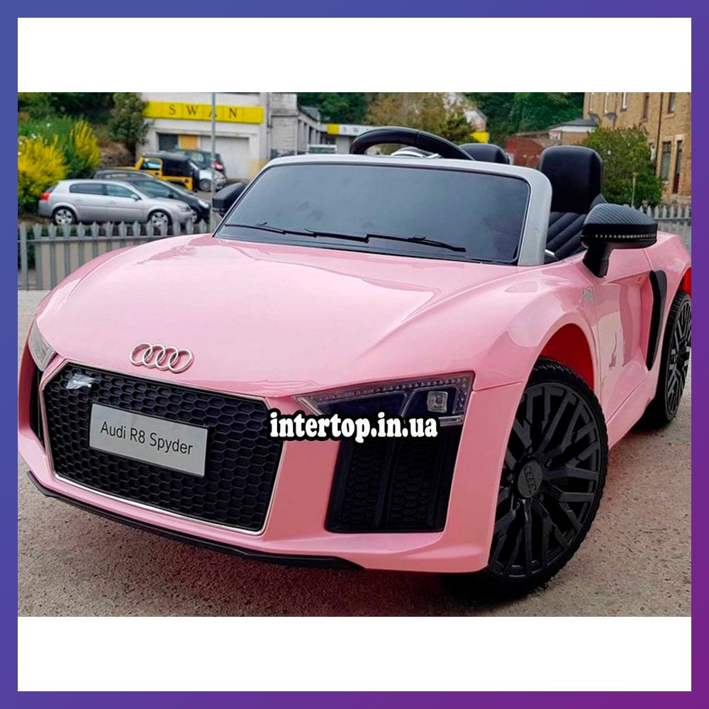 Дитячий електромобіль на акумуляторі Audi R8 M 4281 з пультом радіоуправління для дітей 3-8 років рожевий