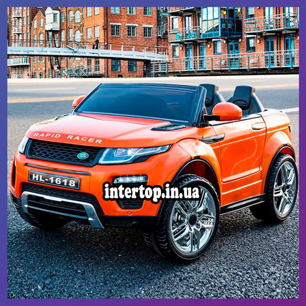 Дитячий електромобіль на акумуляторі Land Rover M 3213 з пультом радіоуправління для дітей 3-8 років помаранчевий