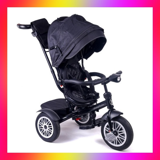 Дитячий триколісний велосипед коляска Baby Trike 6588 з ігровою панеллю і ключем запалювання помаранчевий