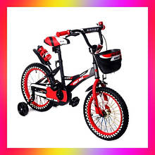 Дитячий двоколісний велосипед із підсвіткою коліс і кошиком Huada Toys 1687 для дітей 4-7 років Червоний