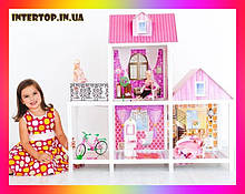 Ляльковий будиночок великий 78х36х13 см з ляльками і меблями 66883 . Ляльковий будинок деревяний