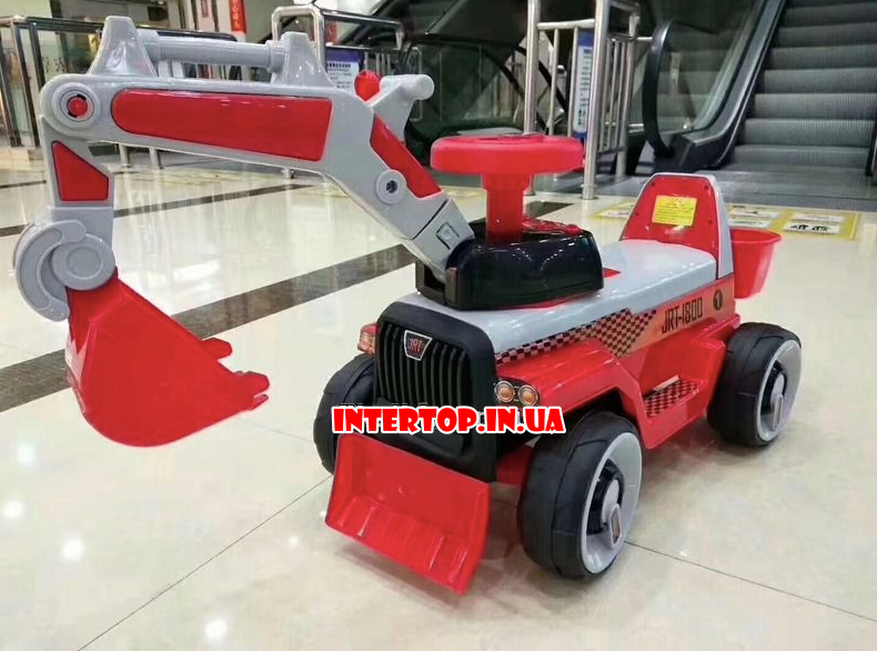 Дитячий електромобіль-Трактор з рухомим ковшем і підсвічуванням Bambi M М 4144L червоний для дітей від 2 до 5 років