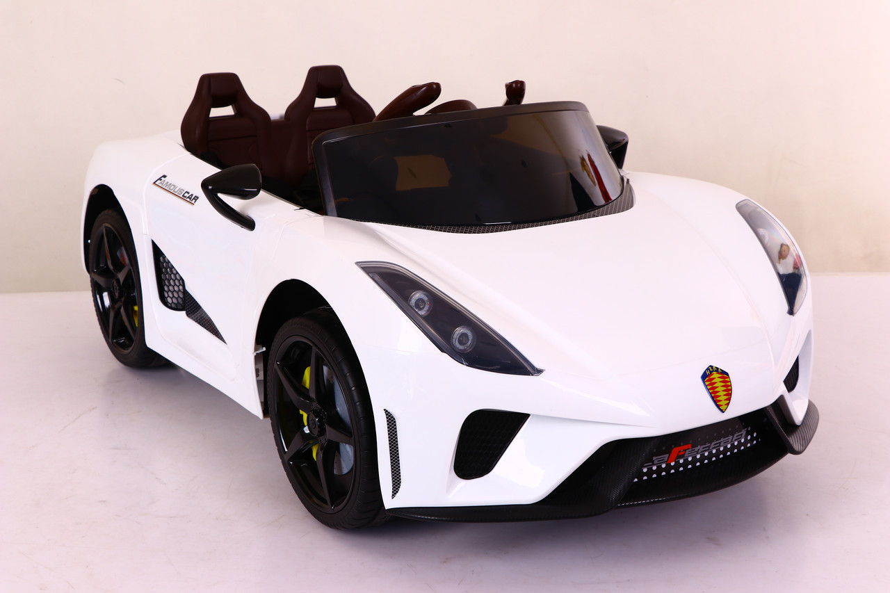 Дитячий електромобіль Ferrari на пульті, T-7656 білий. Машина на пульті Феррарі
