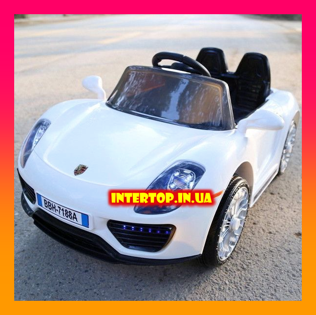 Дитячий електромобіль Porsche на пульті, LQ7188A білий. Машина на пульті Порше