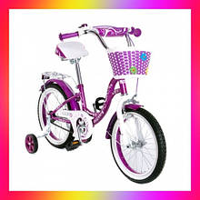 Дитячий двоколісний велосипед із кошиком і багажником Huada Toys Lady 16 дюймів для дівчинки 4-7 років Фіолетів