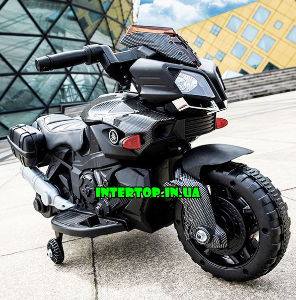 Дитячий електро мотоцикл на акумуляторі Bambi з шкіряним сидінням M 3832ELM-2 чорний крашено-матовий