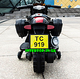 Дитячий електро мотоцикл на акумуляторі Bambi з шкіряним сидінням M 3832ELM-2 чорний крашено-матовий, фото 10