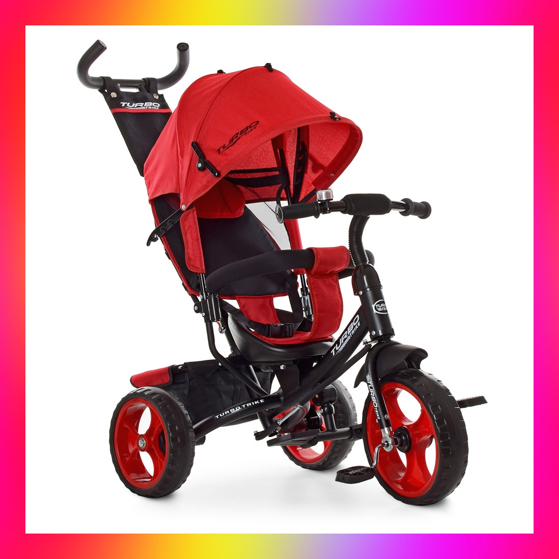 Дитячий триколісний велосипед-коляска на EVA колесах, Turbotrike M 3113 червоний
