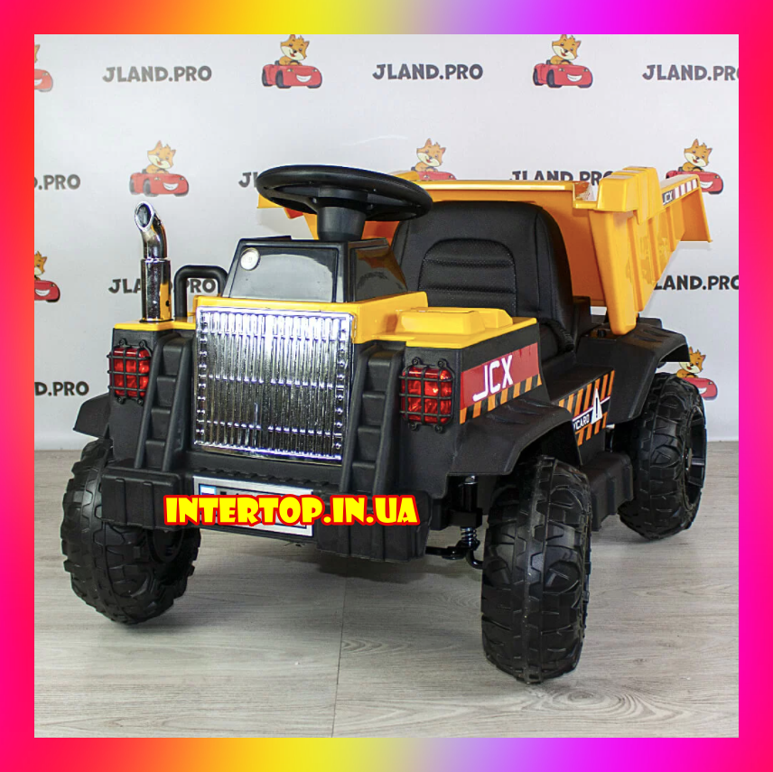 Дитячий електромобіль самоскид JCB з відкидним кузовом і підсвічуванням T 7312 жовтий