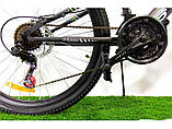 Велосипед гірський двопідвісний на сталевій рамі Azimut Blackmount 24 дюймів 16 рама сіро-бірюзовий, фото 4